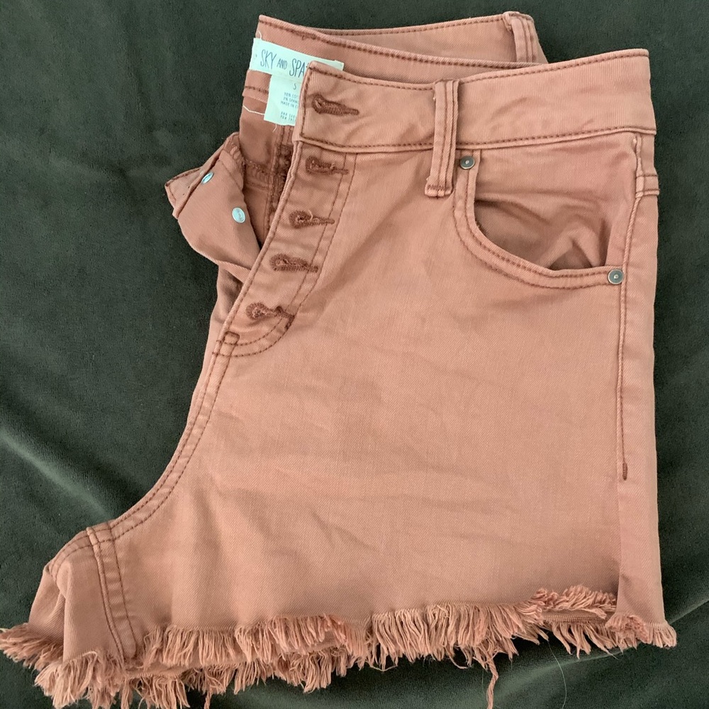 Mauve Button Fly Shorts